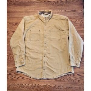 LL Bean Chore Barn Coat Men's XL Tall Flannel Lined Pockets Snaps Tan Brown